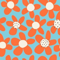 Playful Blooming Flowers Scarlet on Blue wallpaper