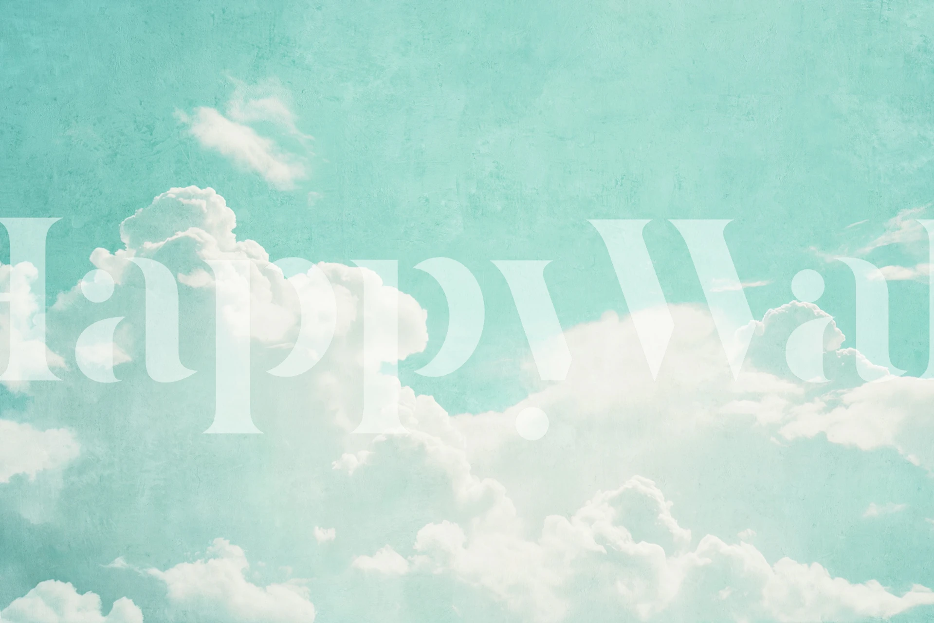 Aqua Sky Serenity Clouds wallpaper in a room