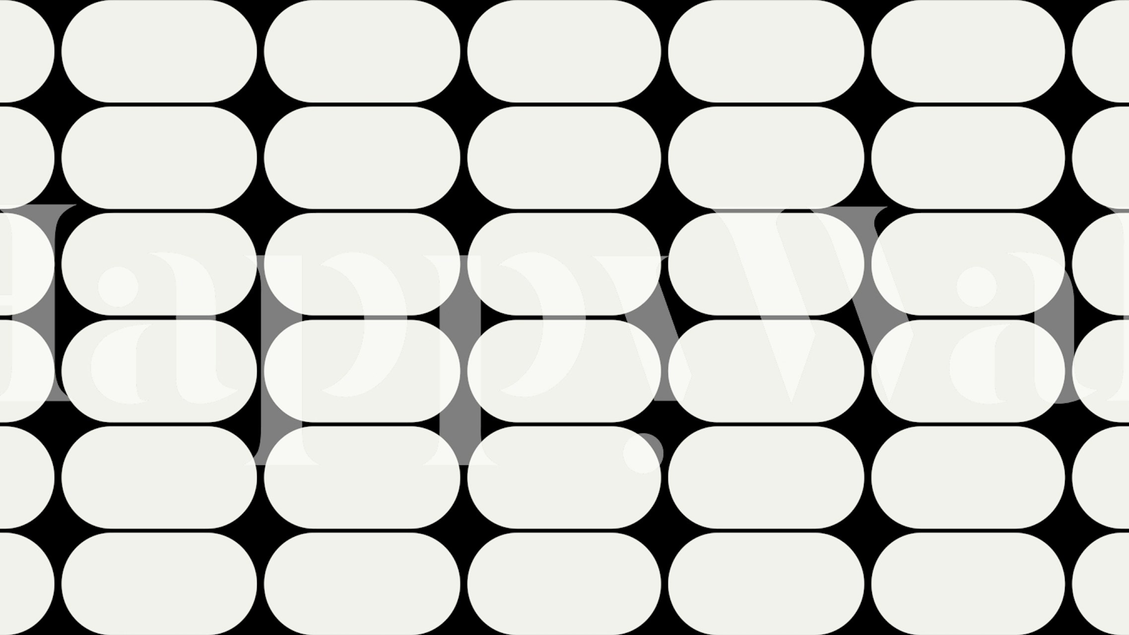 Black and white pebbles wallpaper in a room