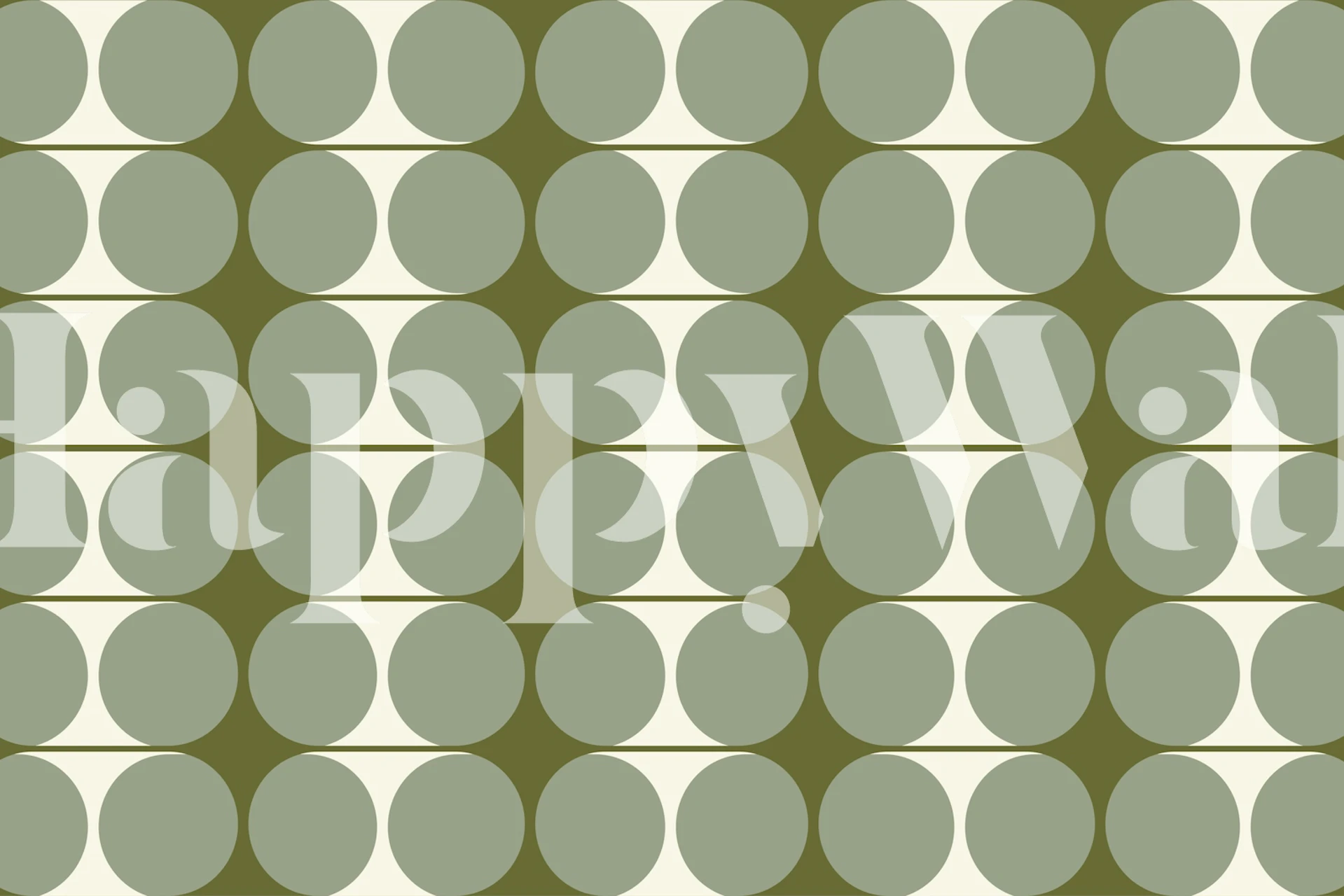 Green geometric circles on cream background wallpaper