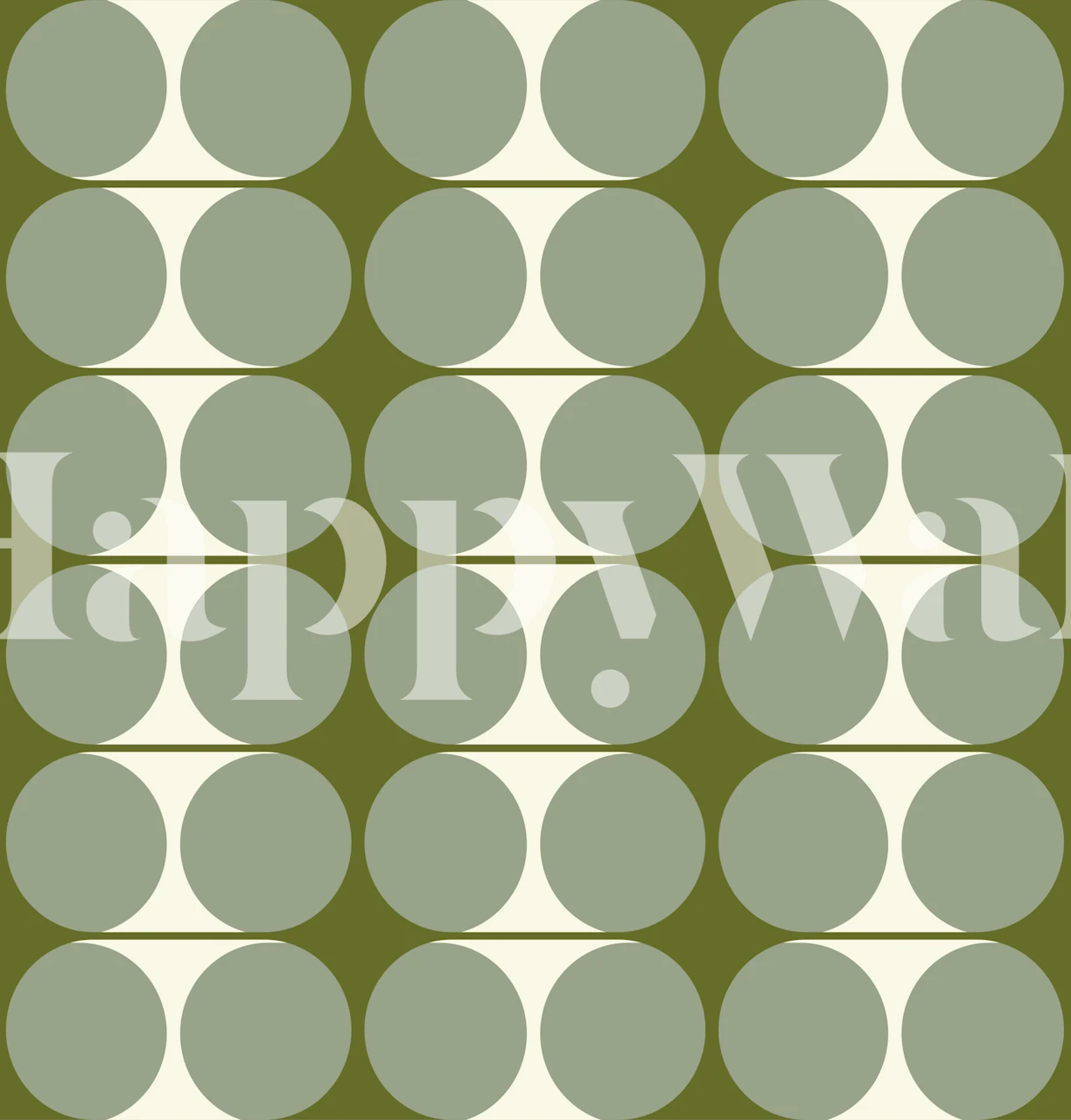 Green geometric circles on cream background wallpaper