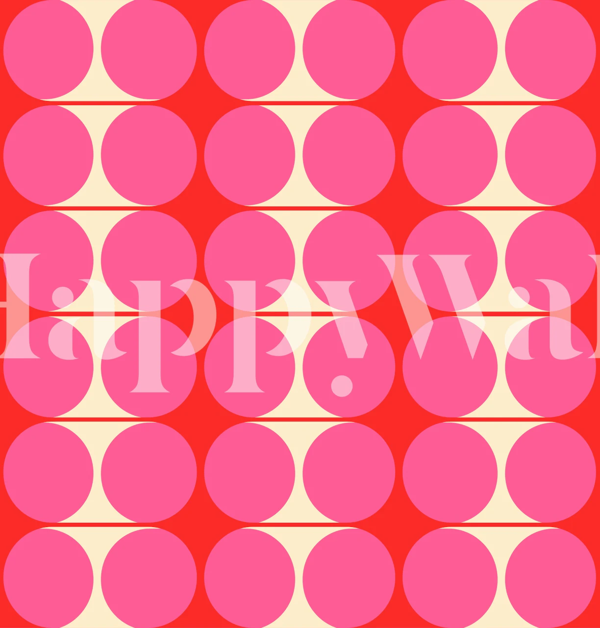 Pink and red circular pattern on cream background wallpaper