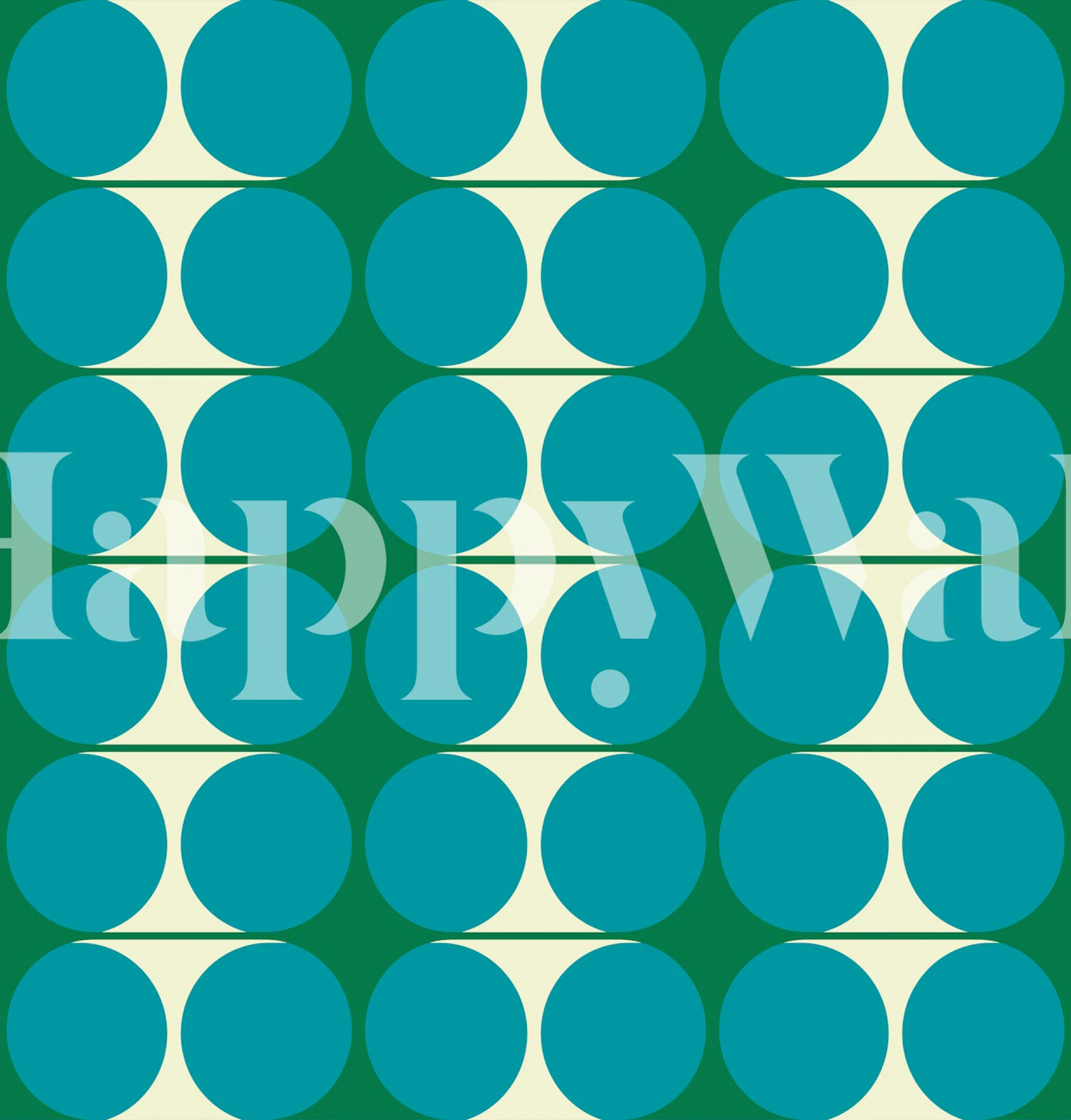 70s Cutouts behangontwerp getoond in een kamer