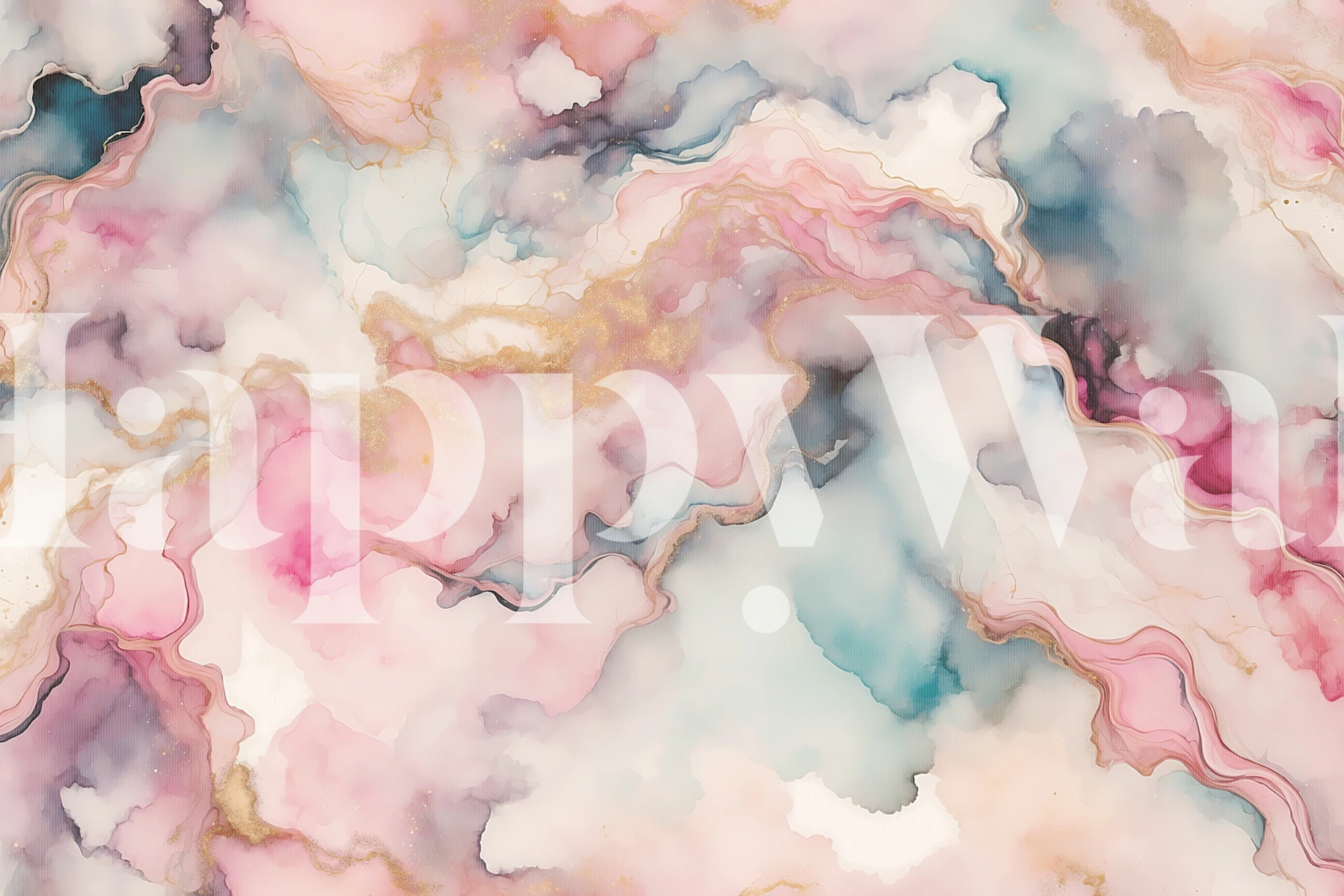 Painted Dreams Marble Gold Chic wallpaper in a room