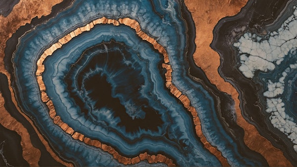 ELEGANT DRAMATIC BLUE MARBLE COPPER & GOLD