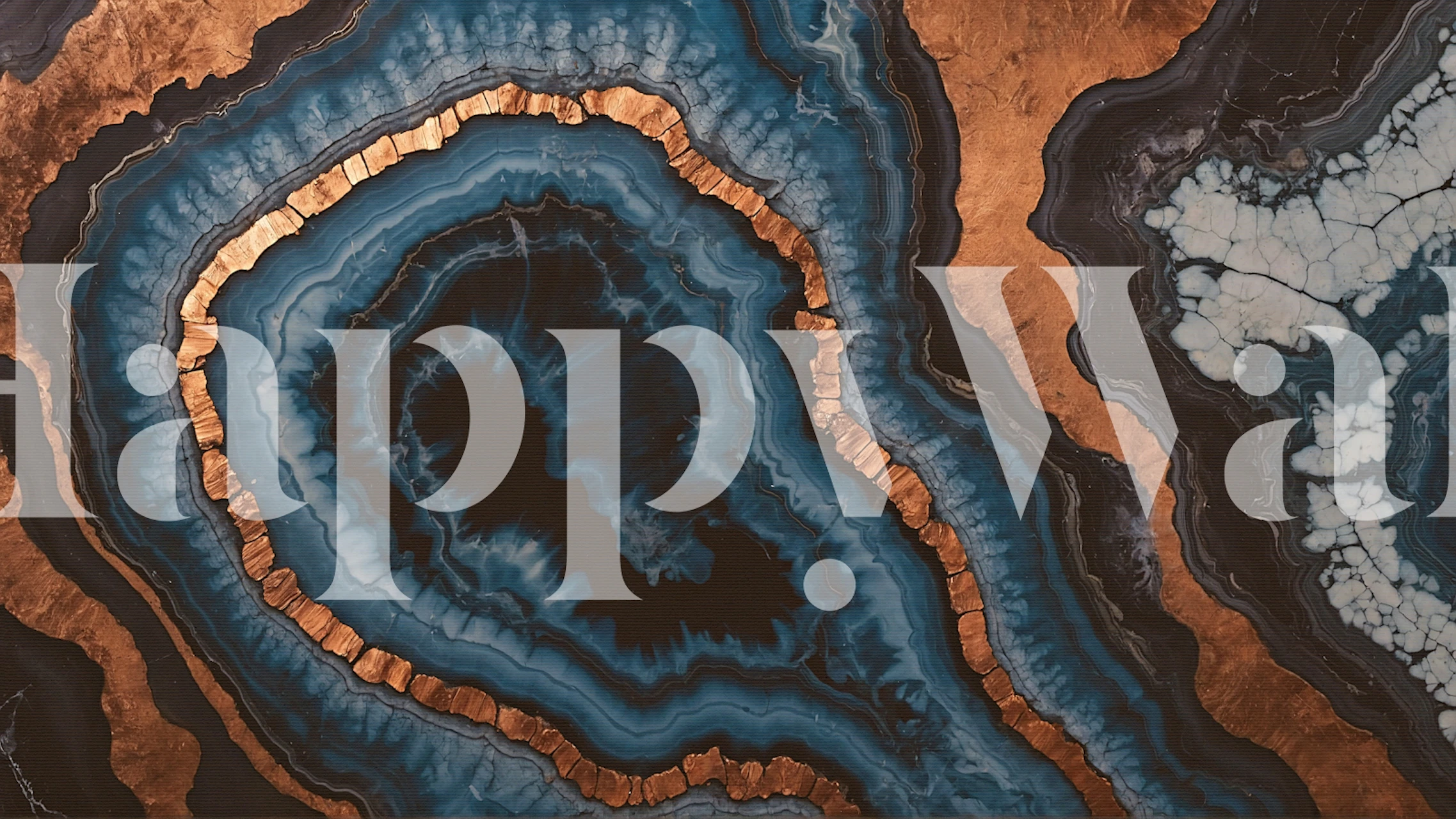 Elegant blue marble wallpaper mit Kupfer und Gold