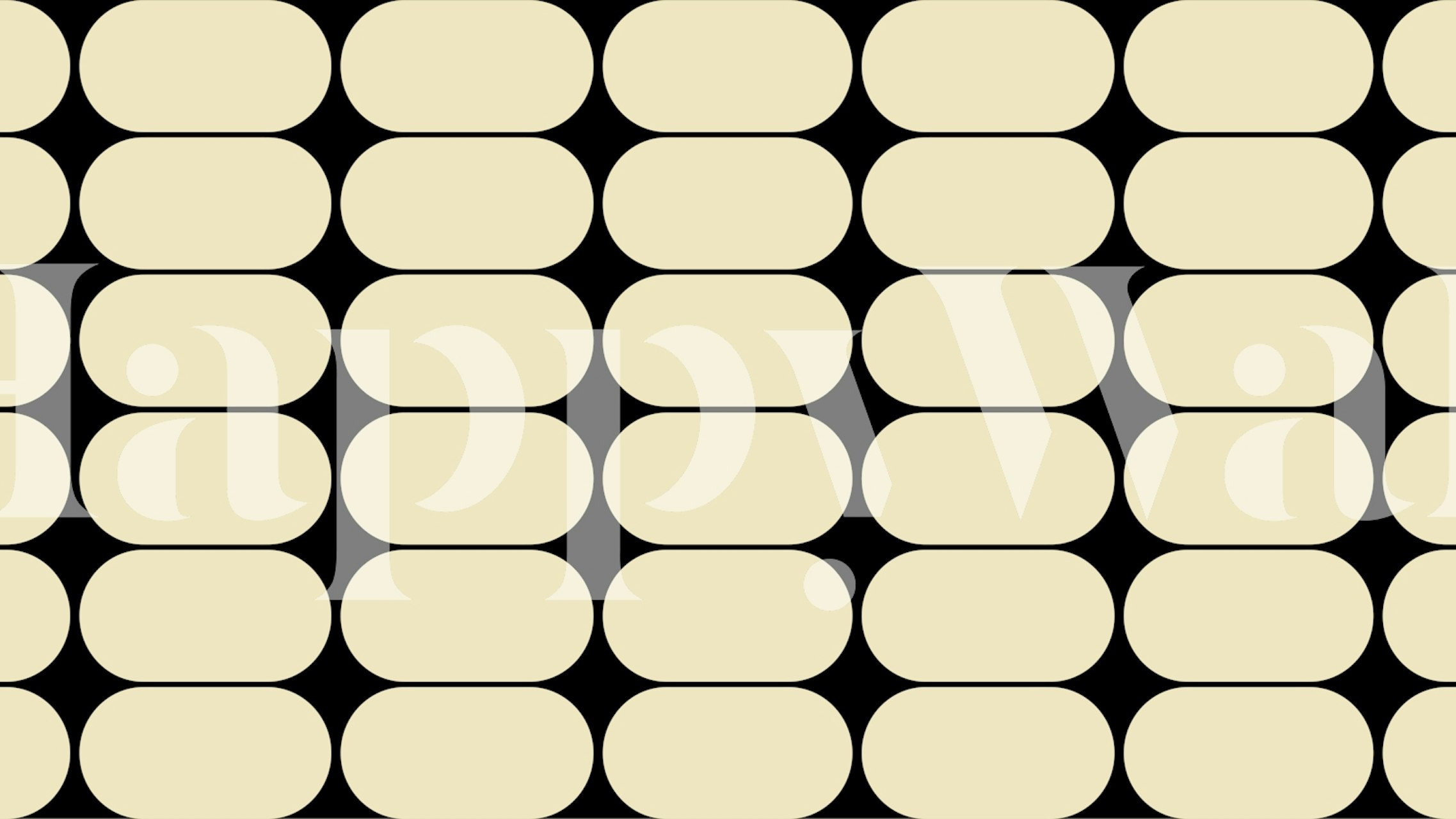 Black and cream oval geometric pattern wallpaper