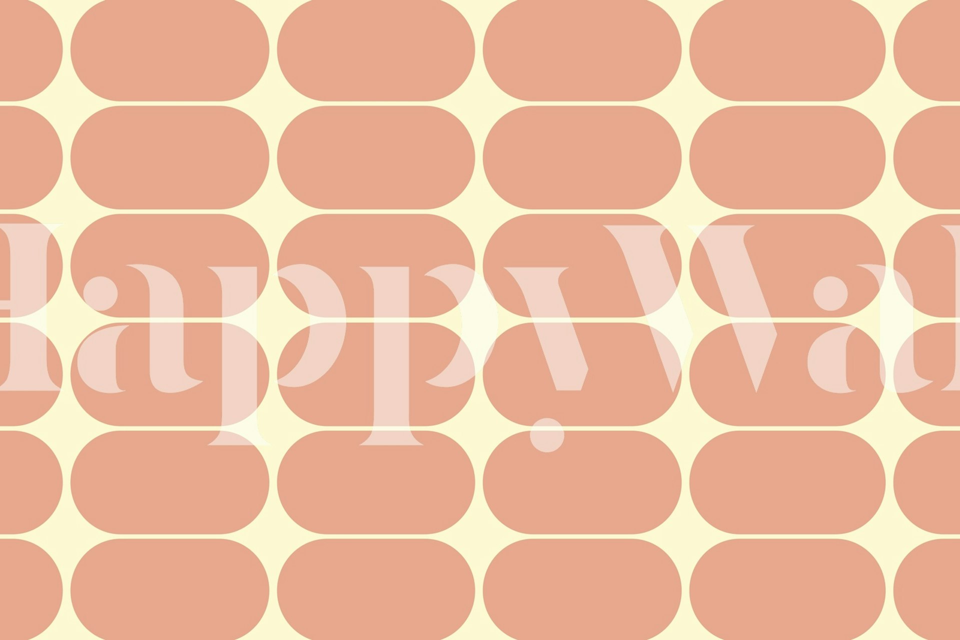 Rounded retro blocks in soft pink on cream background wallpaper