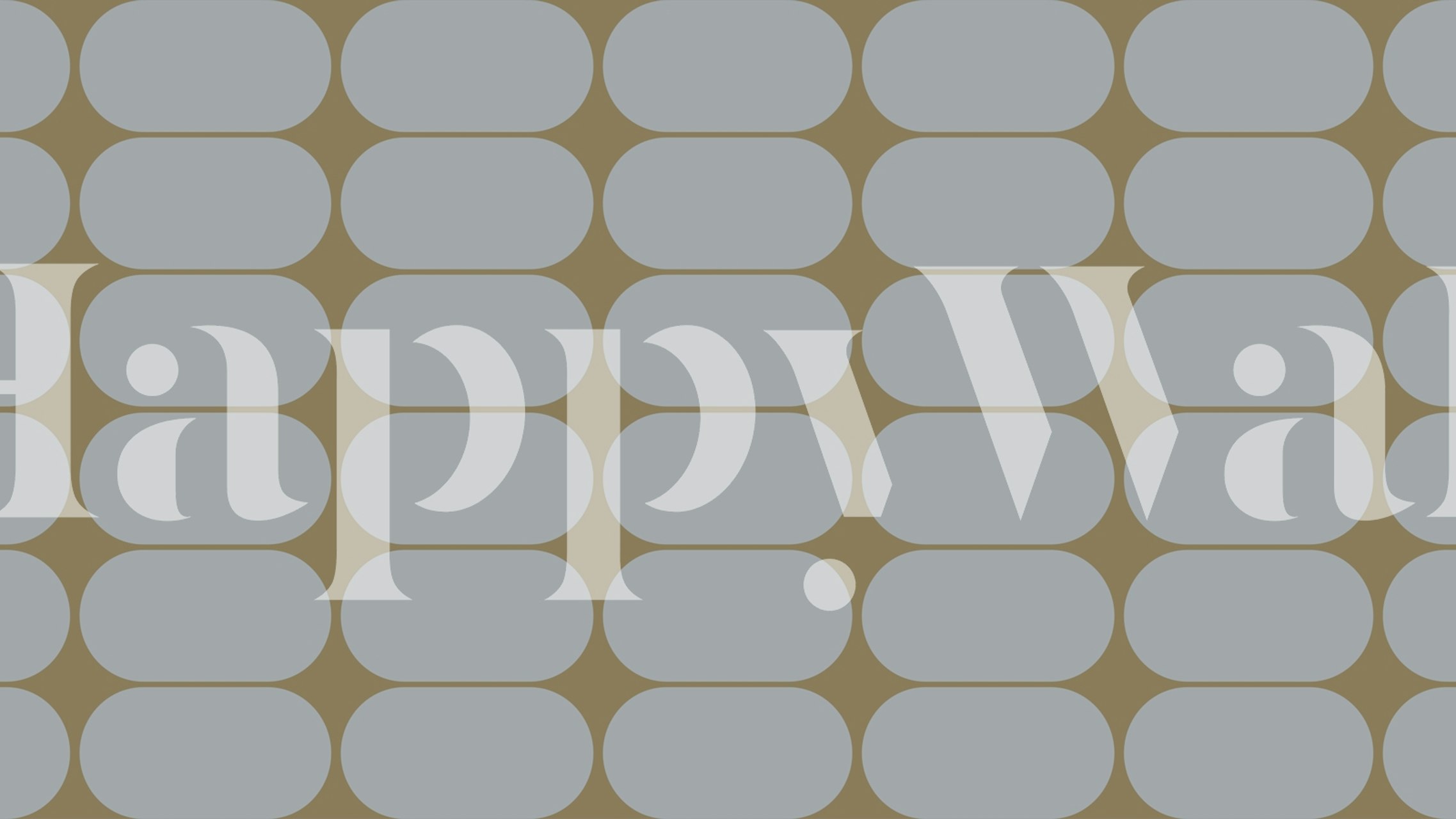 Geometric blue and beige oval pattern wallpaper