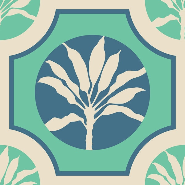 MAROC Tropical Ti Plant Tile Turquoise Small