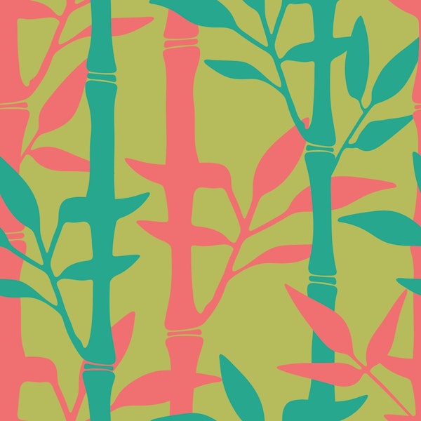 BAMBOO FOREST Tropical Plants Stripes Green