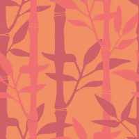 BAMBOO FOREST Tropical Plants Stripes Orange tapete