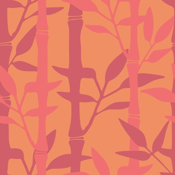 BAMBOO FOREST Tropical Plants Stripes Orange