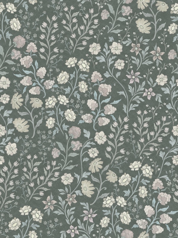 Vintage bohemian florals - dark green