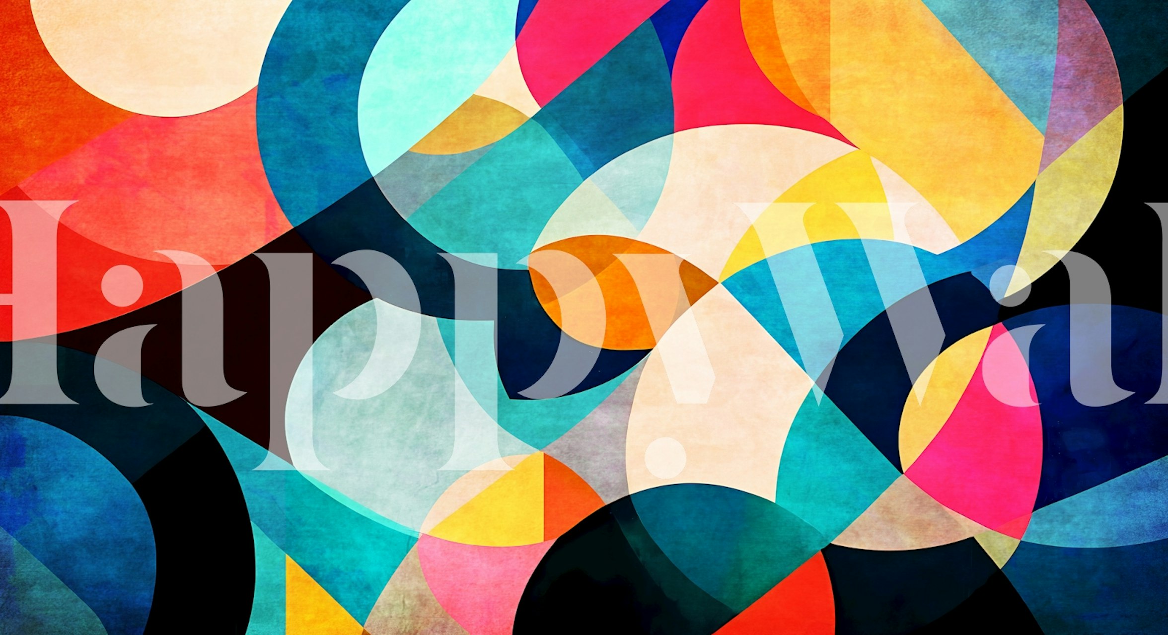 Papel de parede Vibrant Shapes Fusion em um quarto