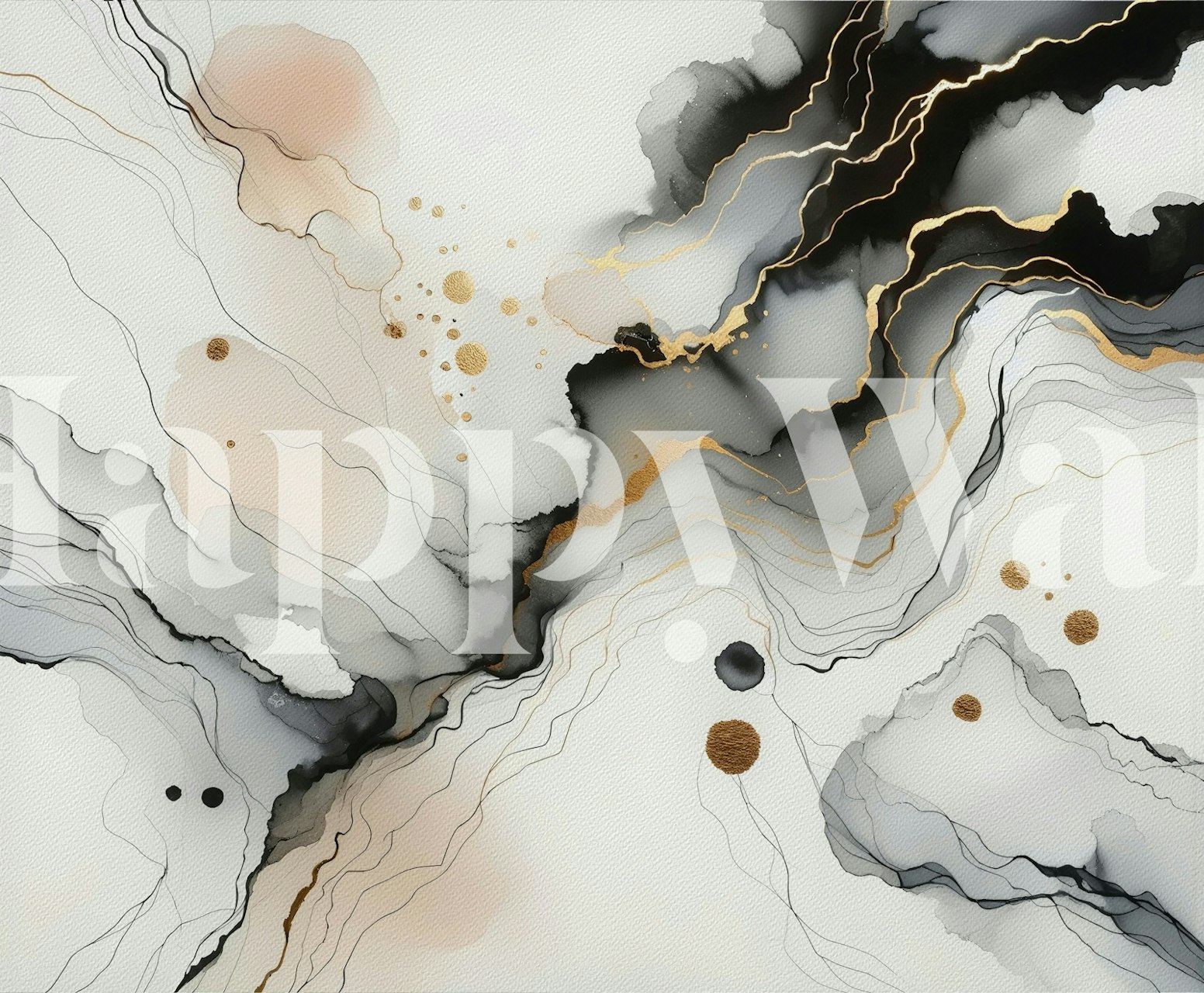 Golden vein abstract wallpaper in a modern room