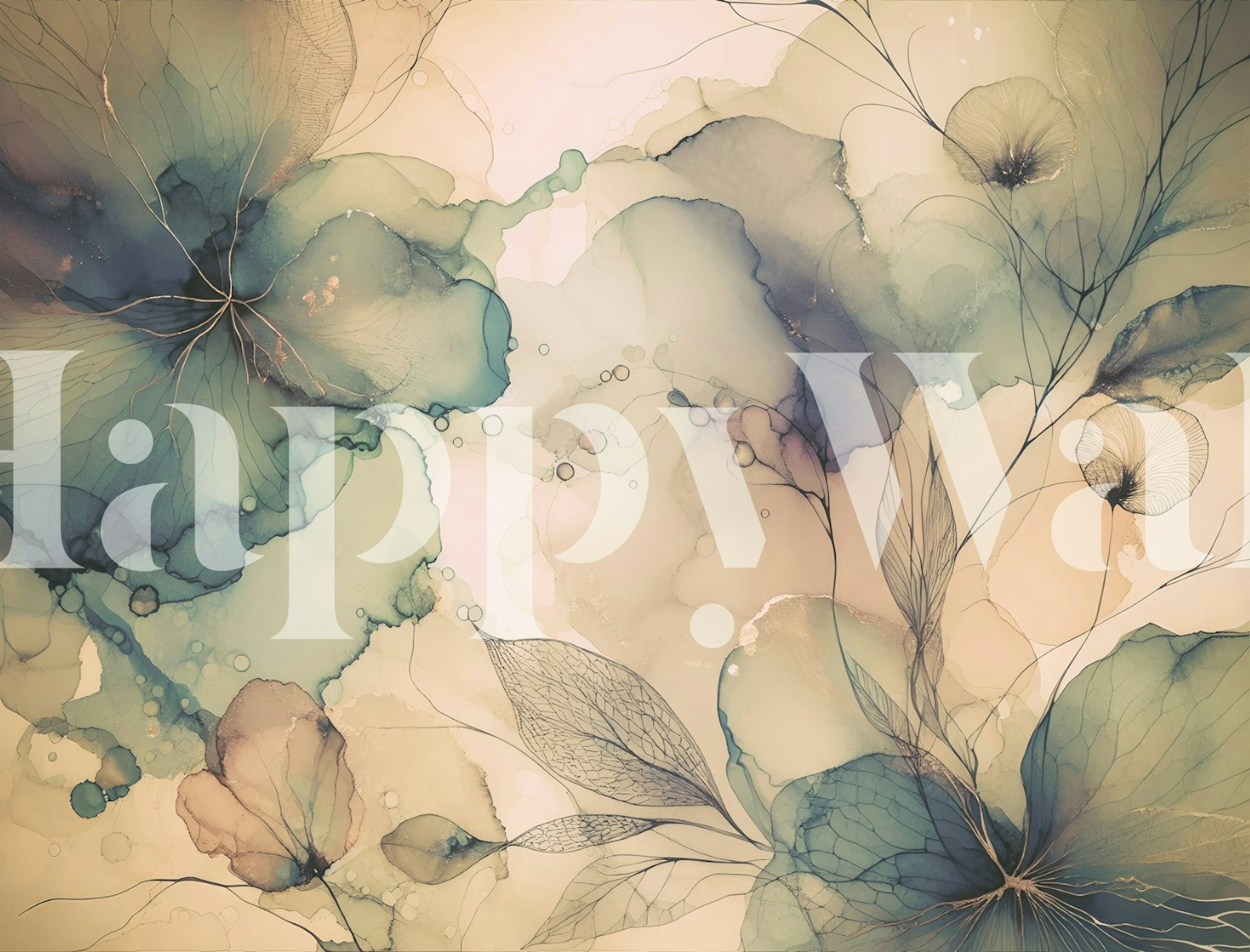 Floral Dreams behang dat in een kamer wordt getoond