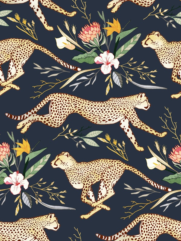 Weightless Cheetahs in Navy Blue Safari