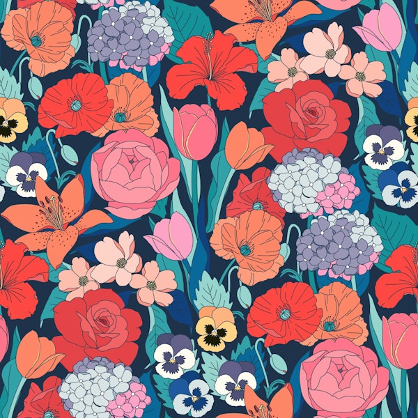 Purposeful Posies on Dark Navy