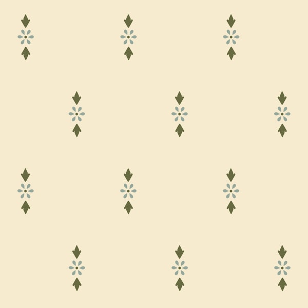 Nostalgic flowers medium - cream and blue