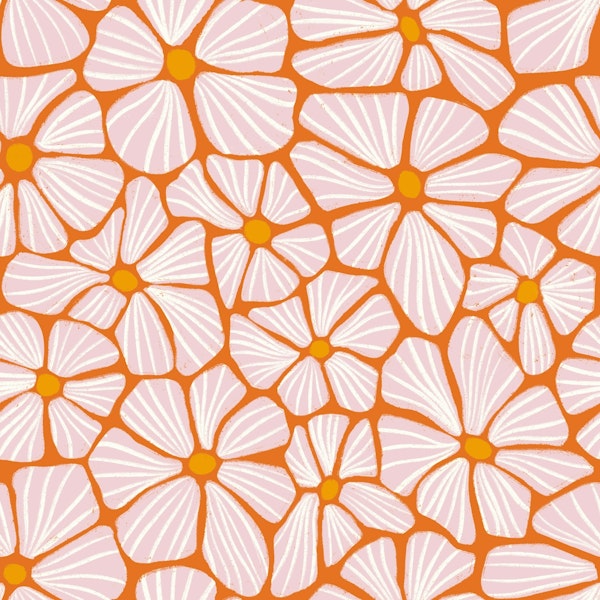 Textured Flower Mosaic - Orange Blush Gold