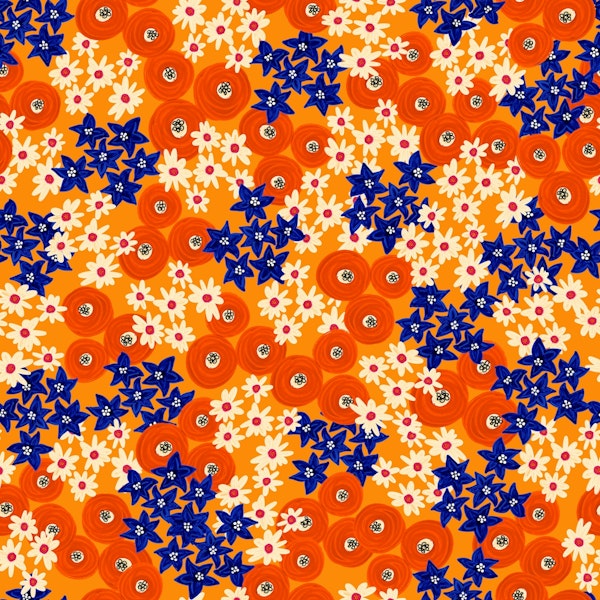 Dense Wildflowers Red, White, Blue, Orange