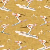 Winter Sports - Retro Vintage Ski Mustard tapete