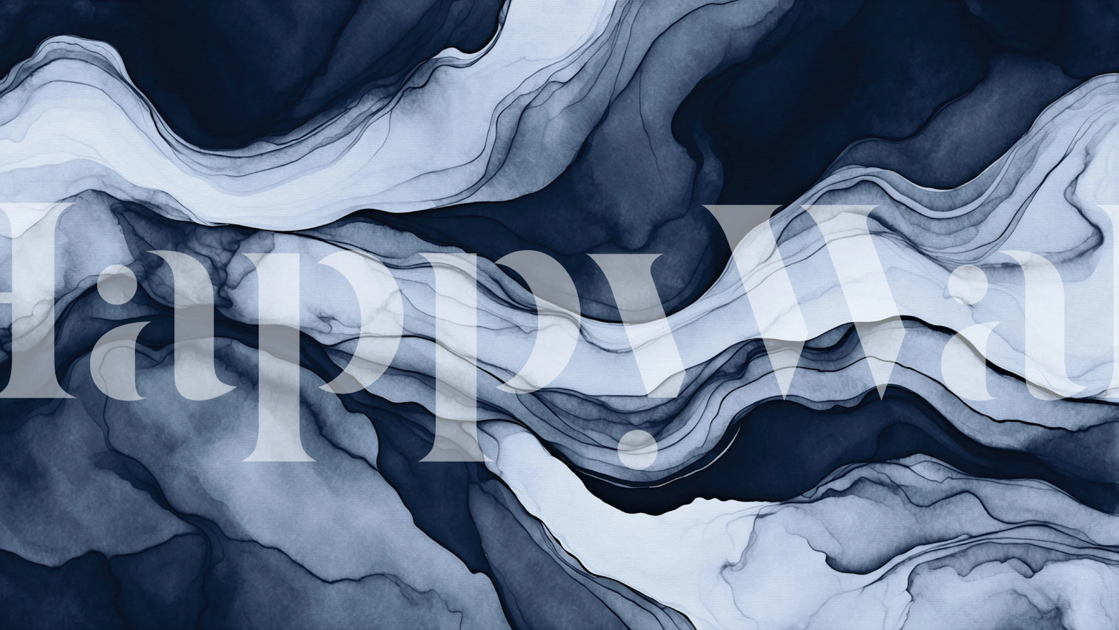 Marble Landscape Abstract Blue papel de parede em um quarto