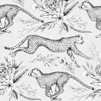 Safari Cheetah Toile in Black and White ταπετσαρία