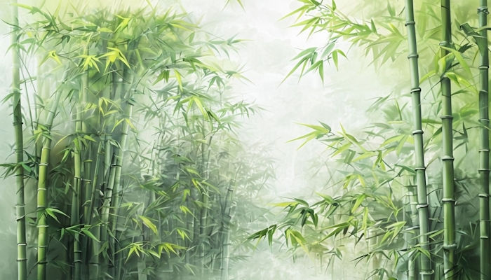 Misty Bamboo Grove Green Wallpaper