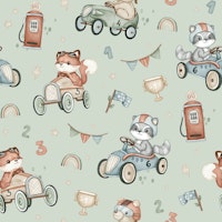 Woodland Race - mint ταπετσαρία