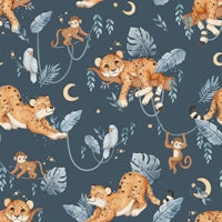 Dreamy Jungle - dark blue carta da parati