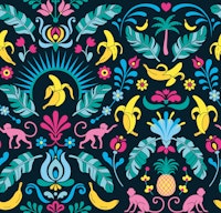 Banankurbits - Blue/Pink behang