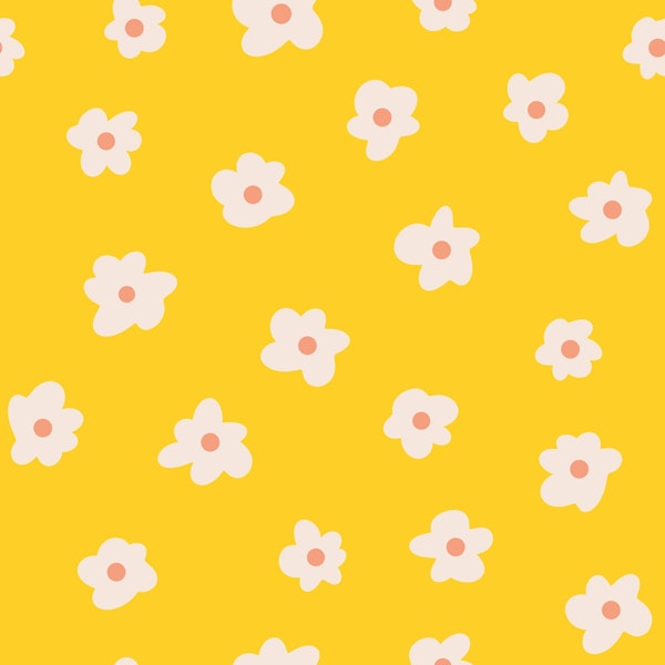 Soft Scattered White Flowers on Bright Yellow