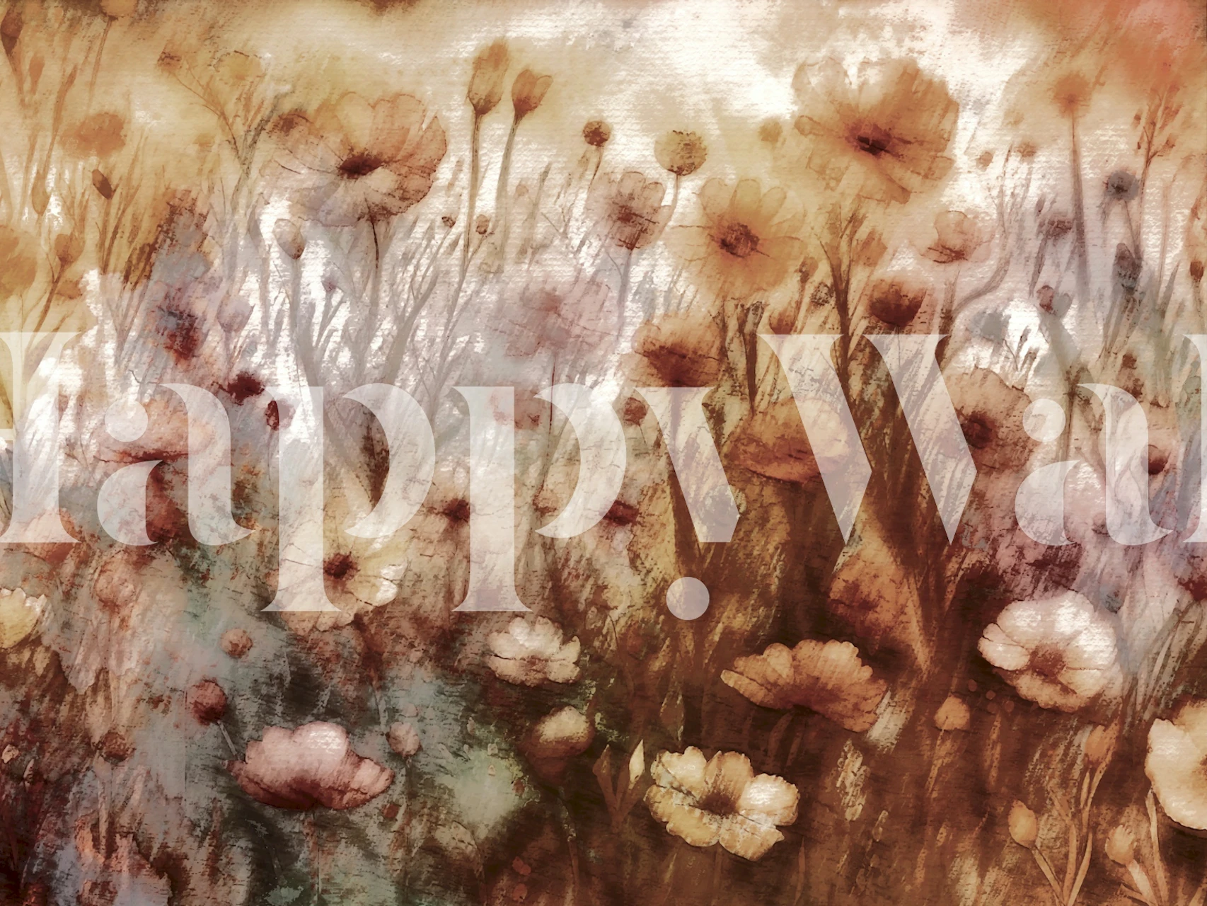 Floral wallpaper design in a room