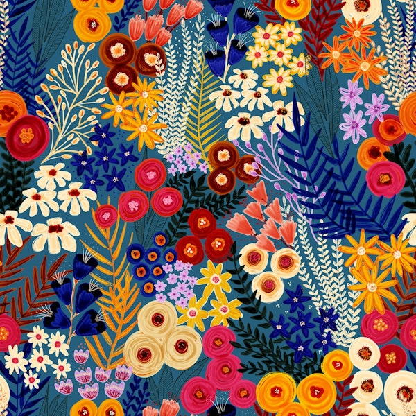 Painterly Wildflower Meadow Lakeside