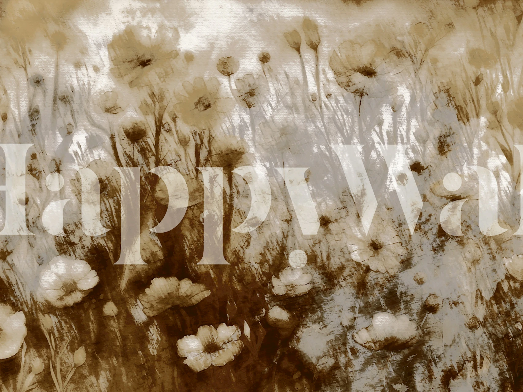 Antique Blossom Art bloemenbehang in een kamer