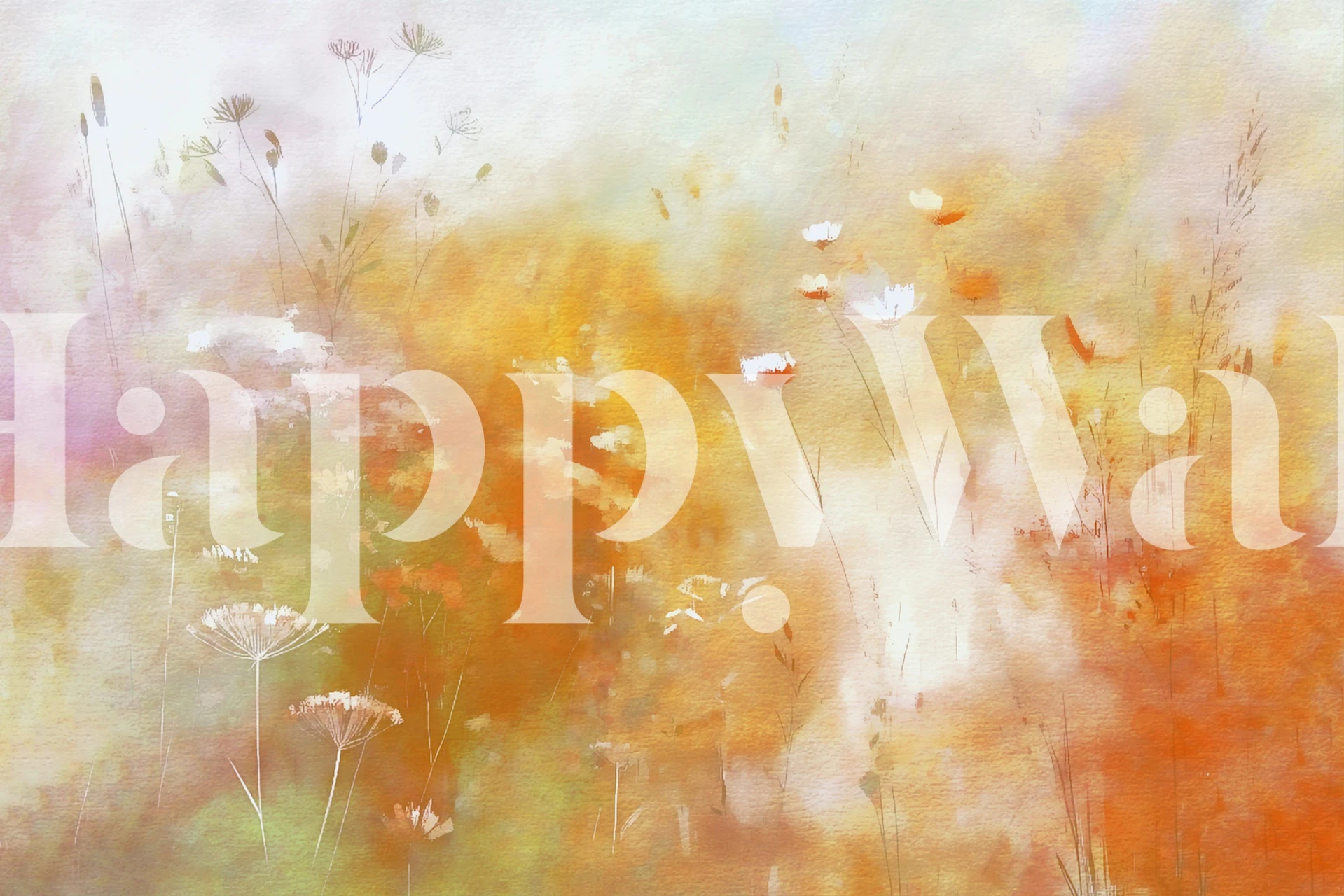 Abstract floral design in soft orange, yellow, and white colors wallpaper