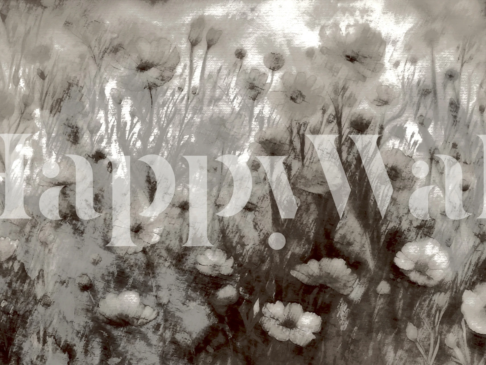 Monochrome floral wallpaper in a room