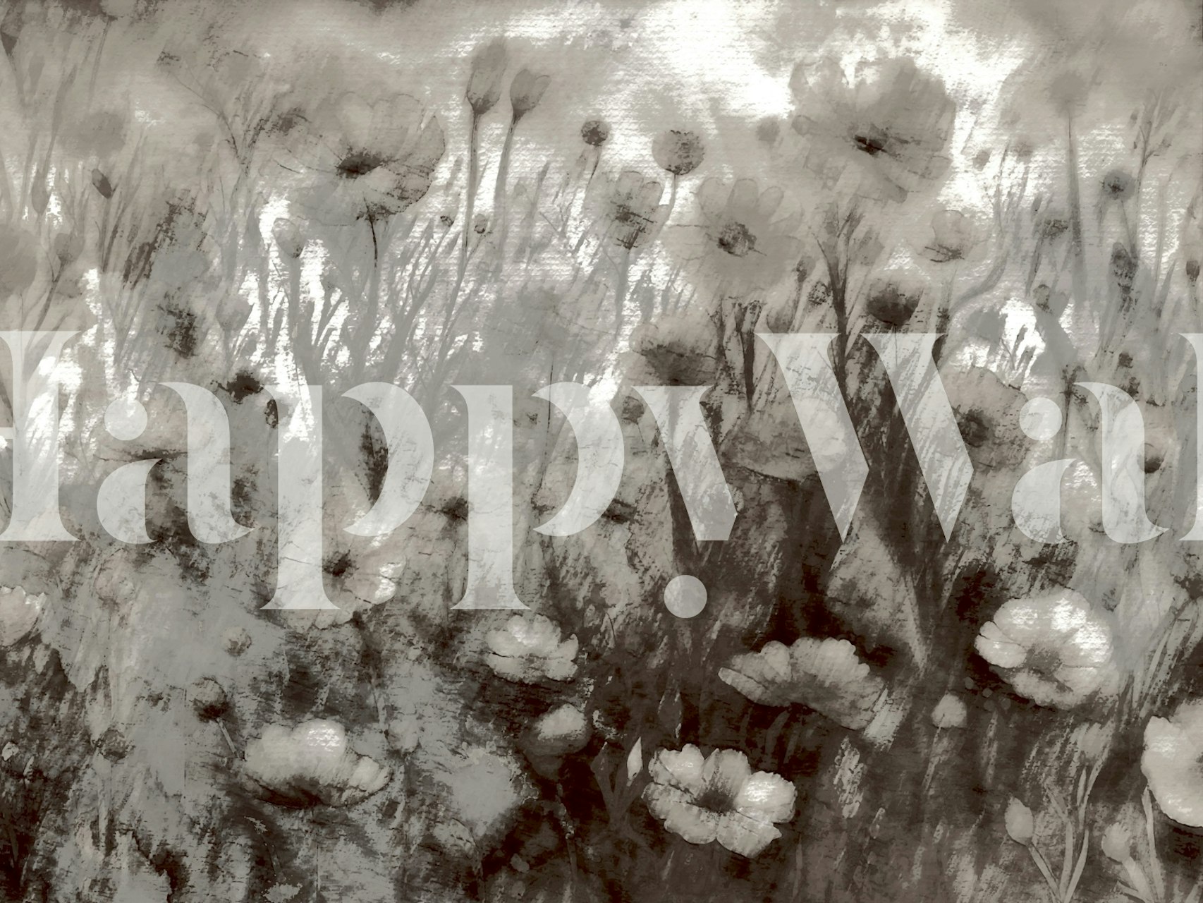 Monochrome floral wallpaper in a room