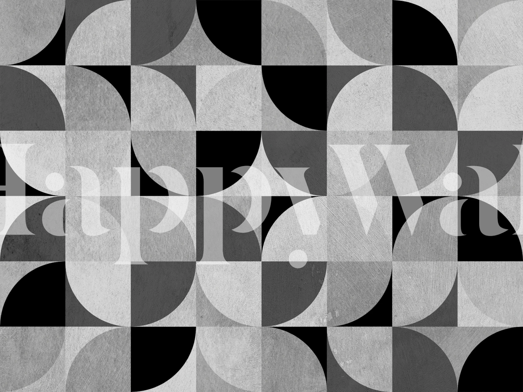 Geometric black and white pattern wallpaper with circular shapes