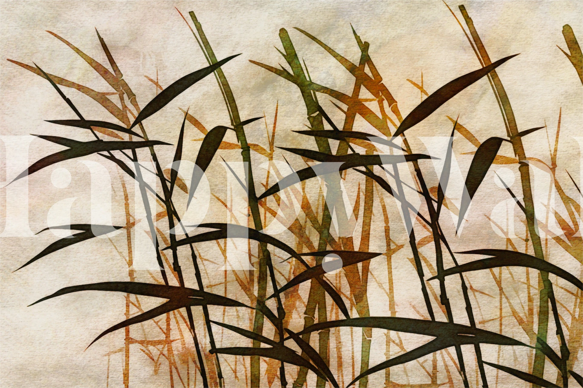 Bamboo leaves in shades of green and brown watercolor wallpaper