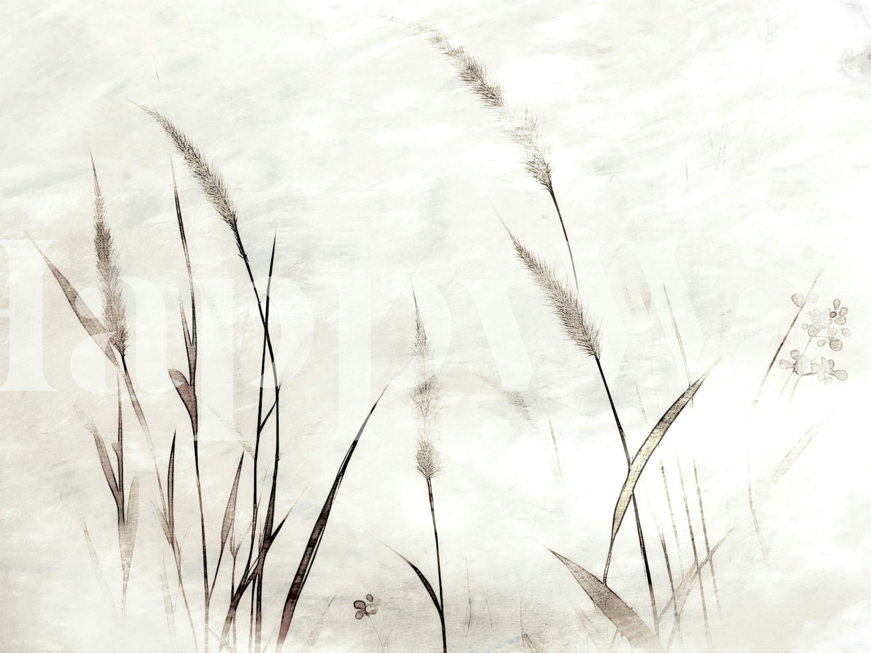 Delicate floral grass design in soft neutrals wallpaper