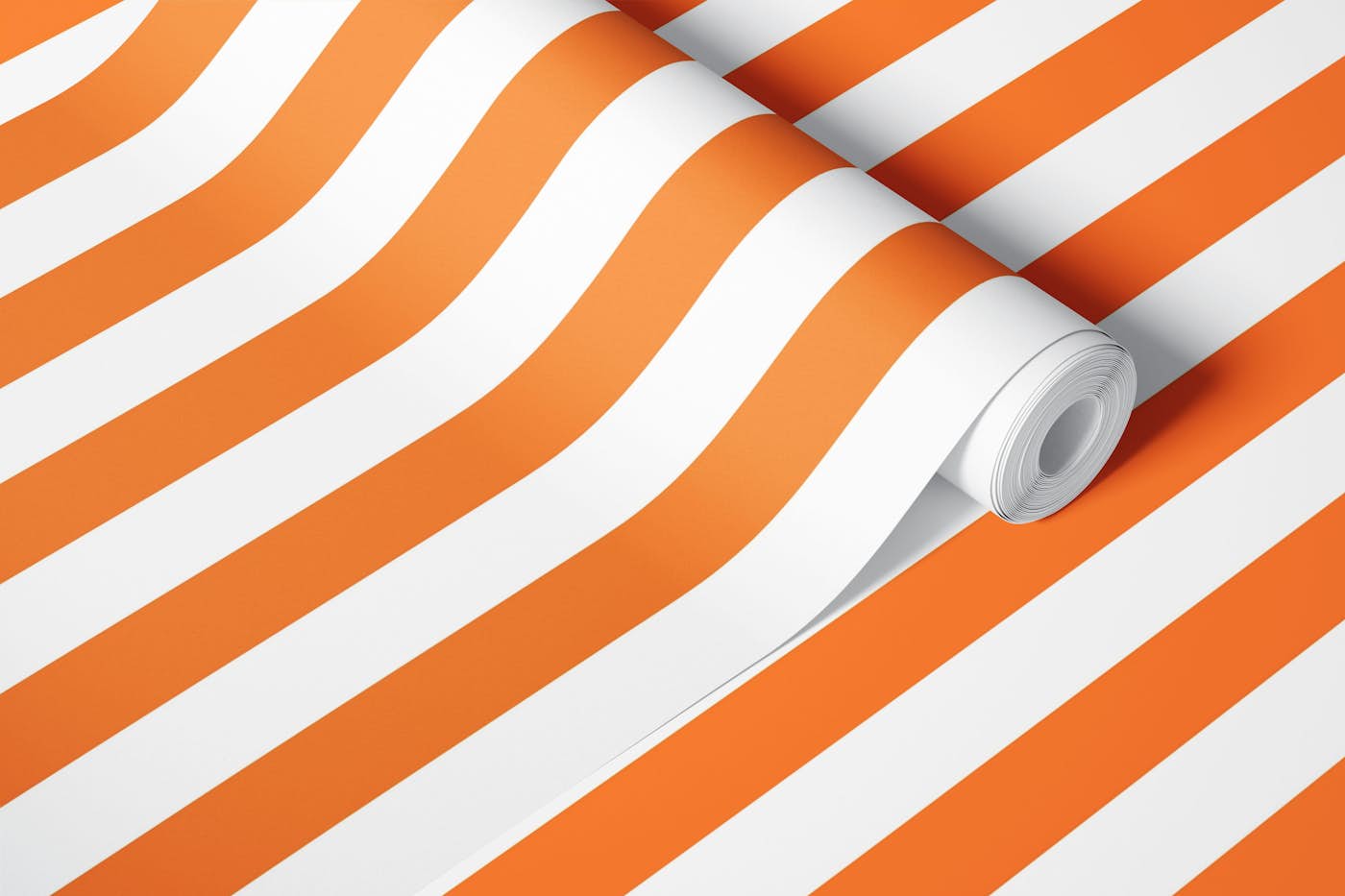 Orange and white stripes wallpaper roll