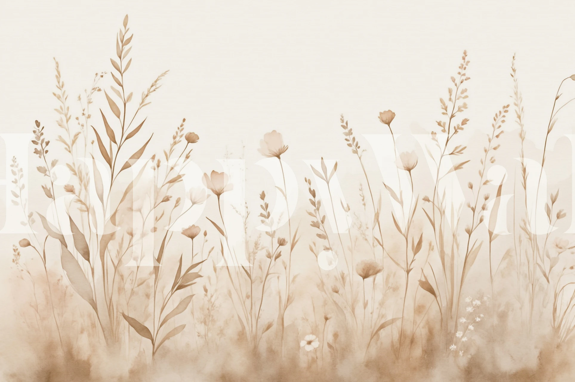 Wildflower Meadow Dreams Beige wallpaper in a room