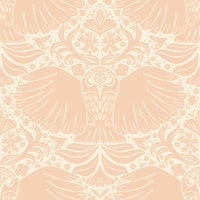 light peach block printing owls tapete