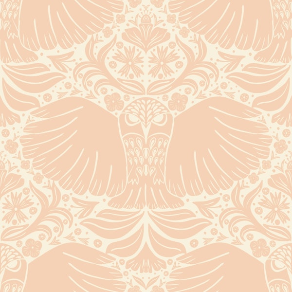 light peach block printing owls