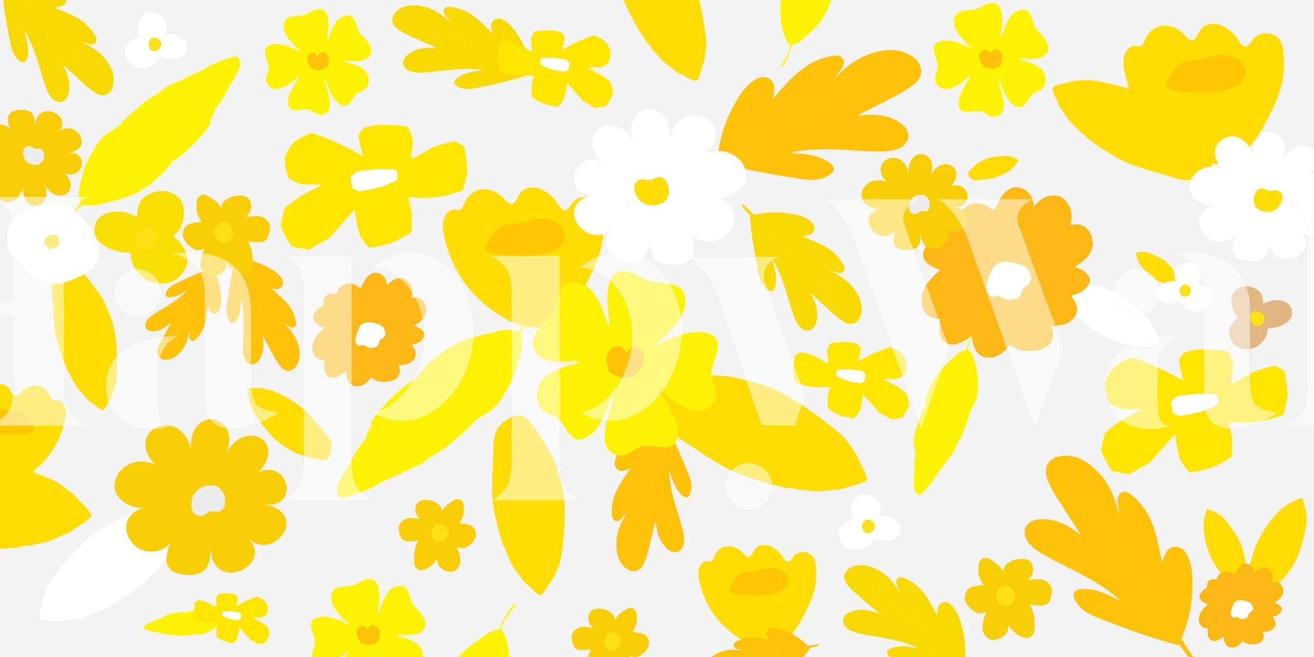 Flowers Abstract Yellow wallpaper in a room
