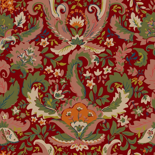Bohemian medieval tapestry red
