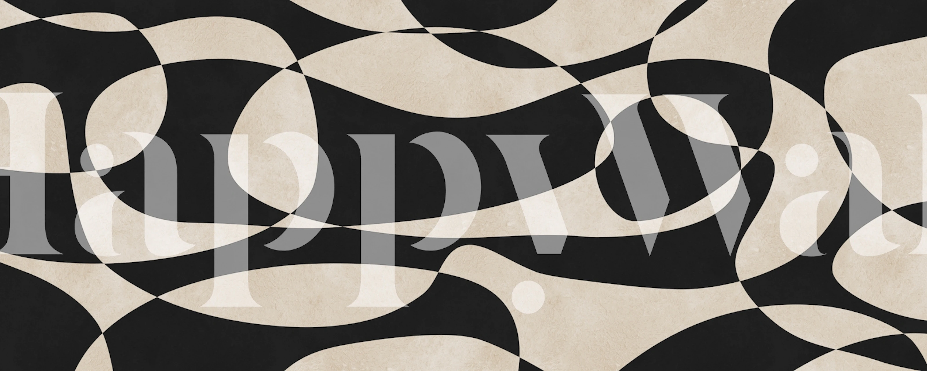 Monochrome Fluid Shapes papel de parede em um quarto